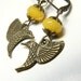 Charming Hummingbird with Yellow Topaz Faceted Gemstone Earrings with Antique Brass