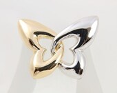 14K gold Butterfly pendant yellow white Heart Wings
