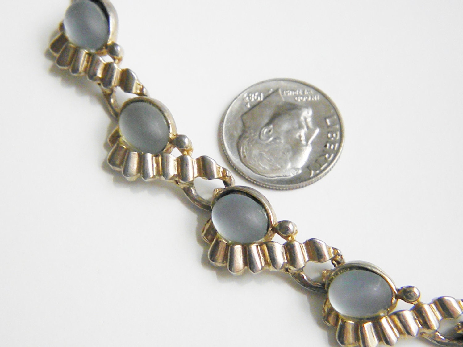 Vintage Blue Glass Moonstone Choker Necklace