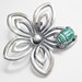 Vintage Scarab Silver Flower Brooch 50s