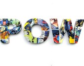 POW Door Sign Mounted Lettering Comic Book Covered Kids Bedroom Decoration Wall Decal Name Plate