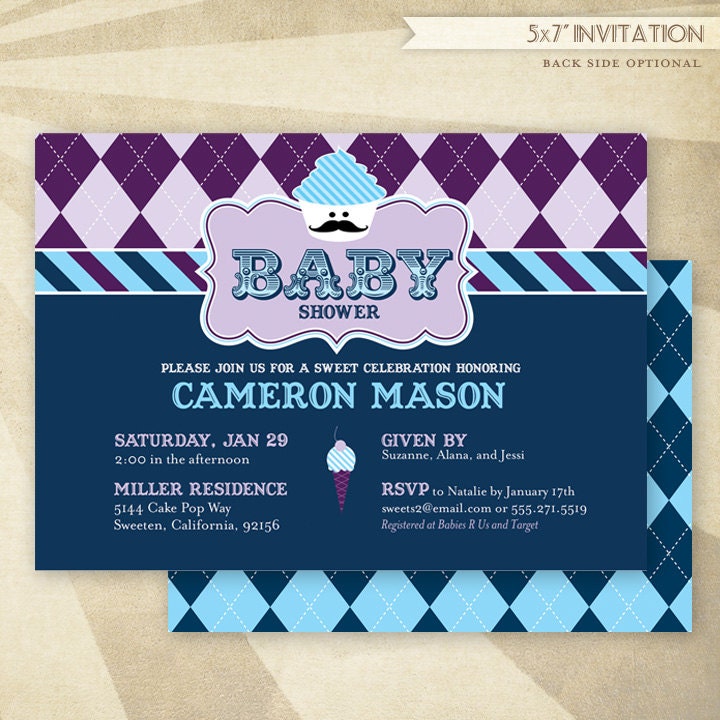 Sweet Shoppe Boy Baby Shower - CUSTOM PRINTABLE Invitation (Blue)