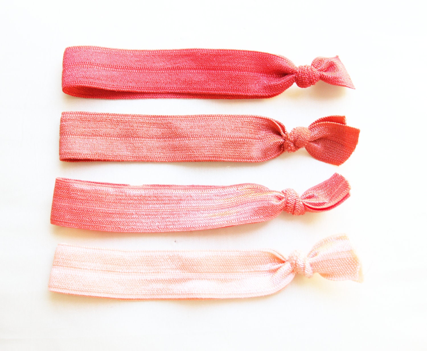 Shades of Coral Hair Ties with Pouch, No Crease Rubber Bands, Hair Elastic, Ponytail Holder