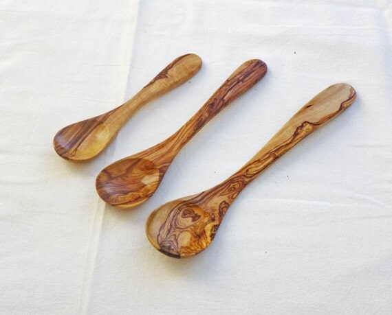 Olive Wood Spoon Set Wooden Kitchen Cooking Salad By Zitounawood