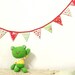 Crocheted Amigurumi Frog - Lime Green/Neon Green Frog in Yellow top and Star scarf
