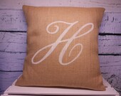 Monogram burlap pillow cover - initial - personalized - Pillow Insert Sold Separately