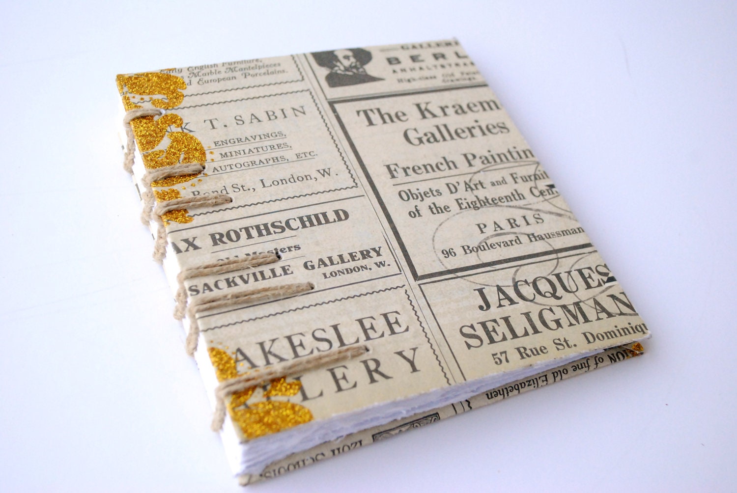 Journal: Vintage Newspaper with Gold