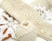 Fingerless Gloves 'Creamy' natural colors, neutrals, cream, ecru, ivory stretch cotton MADE TO ORDER