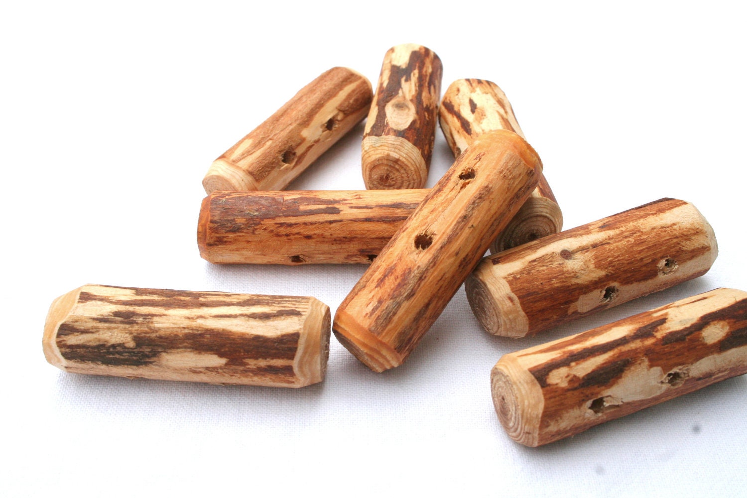 Toggle buttons, set of 8 handmade wood buttons with 2 holes for crafting, 4cm 1 1/2"
