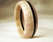Deer Antler Ring - Bone Ring With Black Wood Veneer