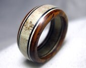 Antler and Wood Band Ring - Customize Your Colours