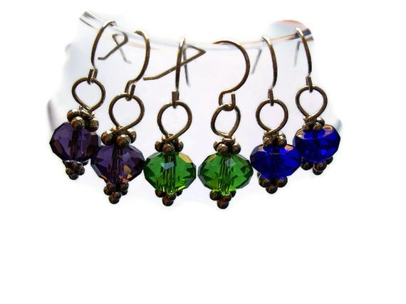 Beaded Sterling Silver Wire Wrapped Earrings