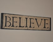 Burlap Wood Sign BELIEVE - Wood and Burlap Sign - Burlap and Wood BELIEVE Sign