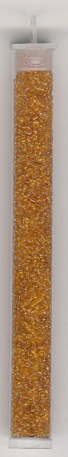 Low Close Out Price-11/0 Transparent Topaz Glass Seed Beads-25 gram/5 inch tube
