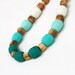 Teal necklace Ombre nursing necklace Chunky Geometric Natural Baby shower gift Mint green Woodland Modern crochet jewelry ohtteam