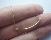 SALE- Gold Necklace- Gold curved tube bar necklace- Gold Filled- Simple dainty gold necklace-  Everyday jewelry- 14k Gold Tube necklace