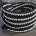 5x Wrap Silver Rounded Cube Beaded Black Leather Wrap Bracelet - Chan Luu Style