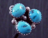 Vintage Southwestern Navajo Sterling Silver Turquoise Earrings 14728