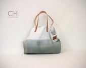 TOTE BAG..dark green (with leather strap)....extra-large size (beach bag size)