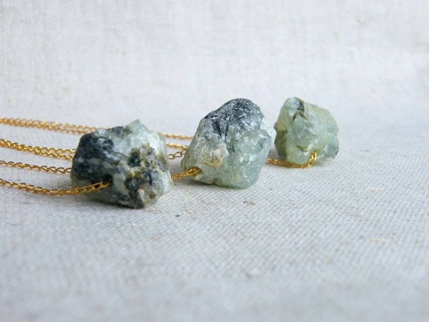 CLEARANCE - all must go, Green Garnet Necklace Raw Rough Nugett Stone Garnet Pendant Boho Modern Minimalist Jewelry