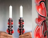 Taper candles - Gothic candles - Black and Red candles - Goth