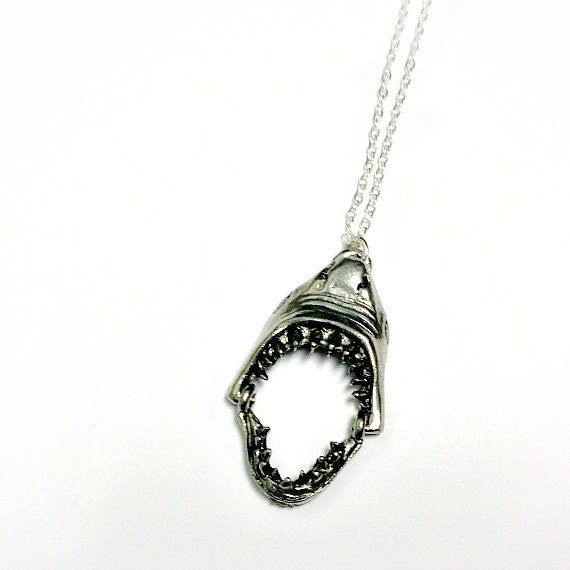 Shark Necklace Shark Pendant Moveable Jaws Shark Teeth Jewelry Silver Jewellery Ocean Fish Nautical