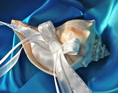 Beach Wedding Whelk Shell Ring Bearer Pillow Alternative with CUSTOM colors
