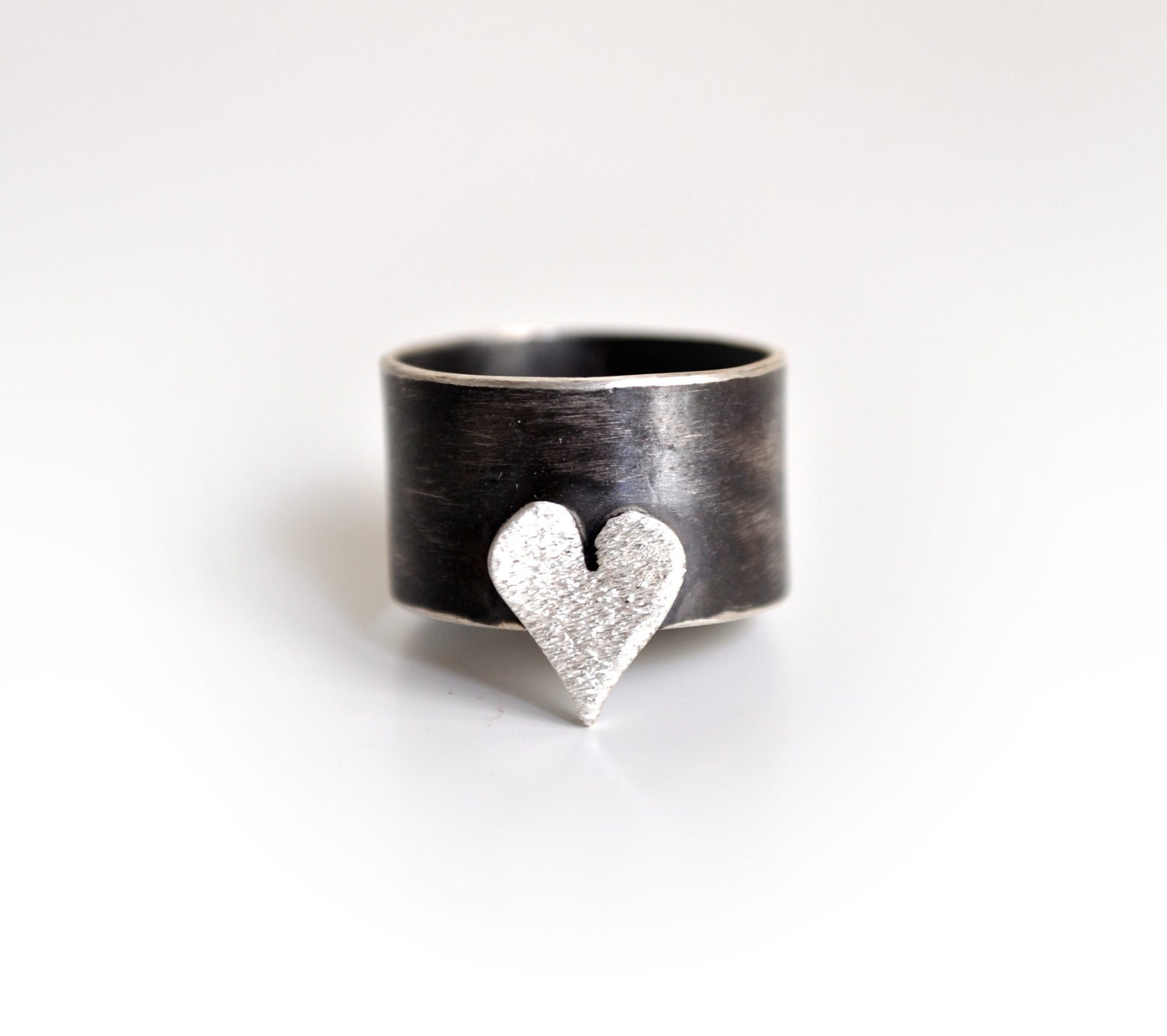 ... Silver Heart Ring-Oxidised Chevalier Ring-Dark Romantic Ring-Under 50