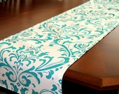 Premier Prints Table Runner- Turquoise Traditions Damask- 13x72