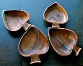 Set of Four Vintage Mid Century Acacia Serving Trays / Monkey Pod Snack Bowls