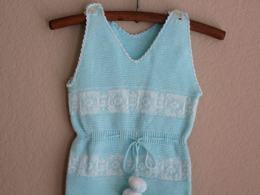 vintage knit jumpsuit footed baby romper 3 months - OliversForest