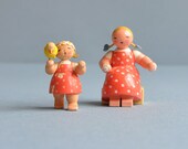 S A L E . . . . . Teeny Tiny Girls and Bird - Erzgebirge Germany