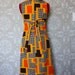 Vintage 1960's 70's Autumnal Geometric Shapes Print Mod Mini Dress S/M