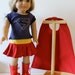 4 Piece Supergirl Costume with Cape and Boots for American Girl or Other 18 Inch Dolls