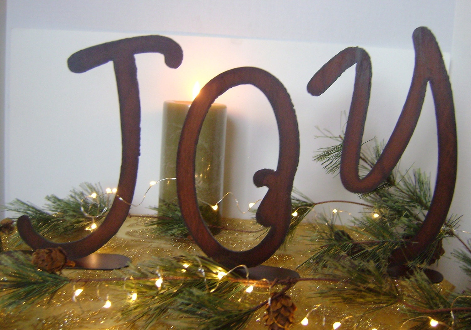 JOY, Metal Word Art, Christmas decoration, metal joy, Holiday decor, 8" metal letter, metal letters