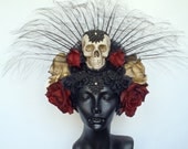 CUSTOM ORDER Day of the Dead Skull & Flower Headdress