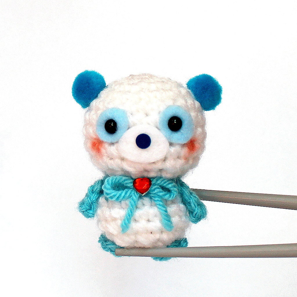 Blue Panda BBQ MochiQtie amigurumi - Crochet amigurumi Mochi size mini toy  doll