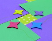 Simple Purple and Turquoise Winter Holidays / Christmas Cards with Four Point Star Decoration Set of 8 - Ready To Ship