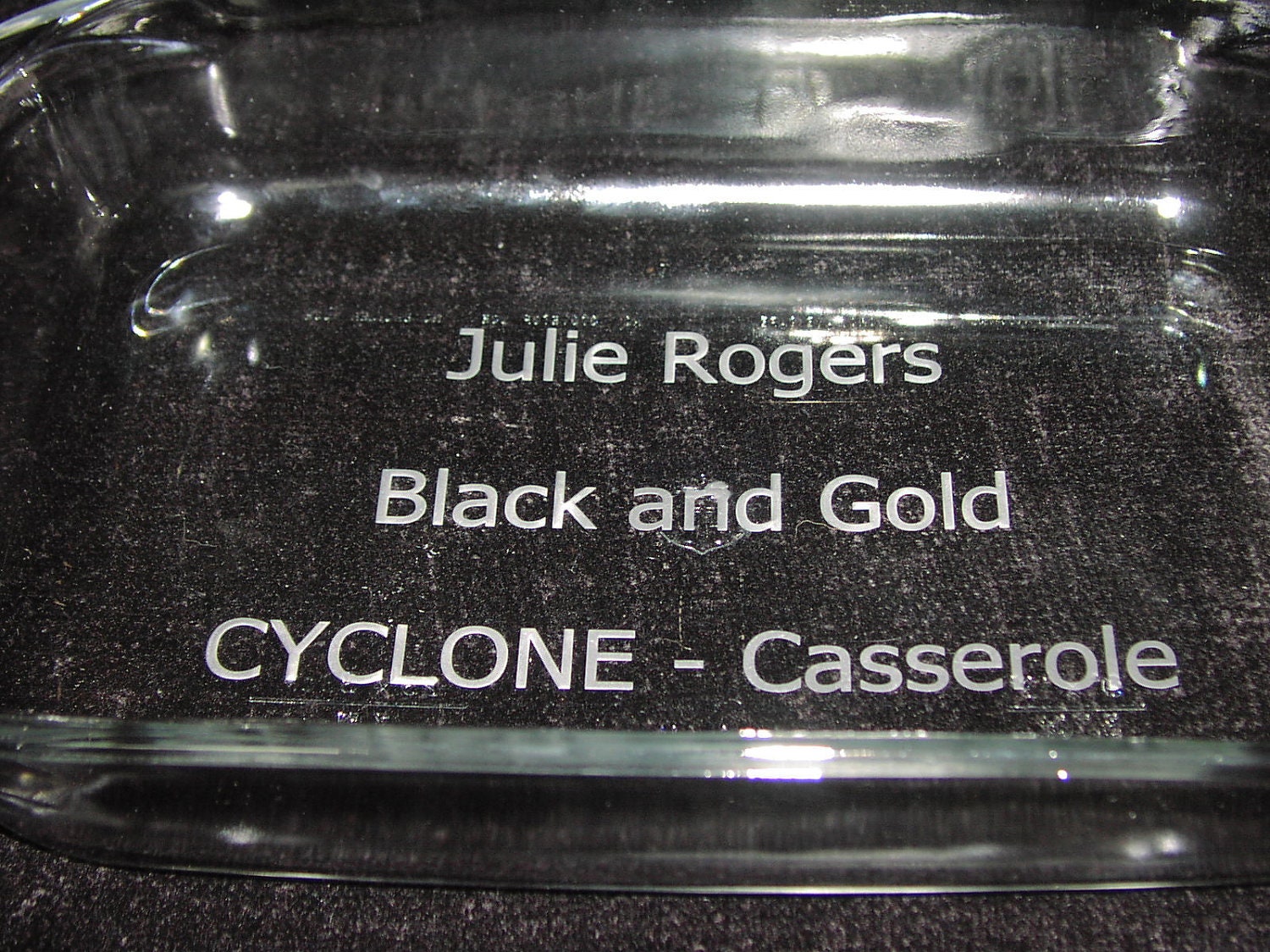 Etched Glass , Casserole Serving Dish, Custom Etched Glass