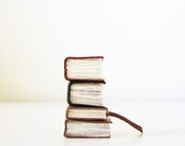 Miniature Library Collection, 4 Handmade Leather Books, classic decor, quirky, book art, librarian chic, bohemian decor, one of a kind, 1x1