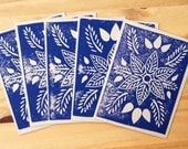 Five Block Printed Cards