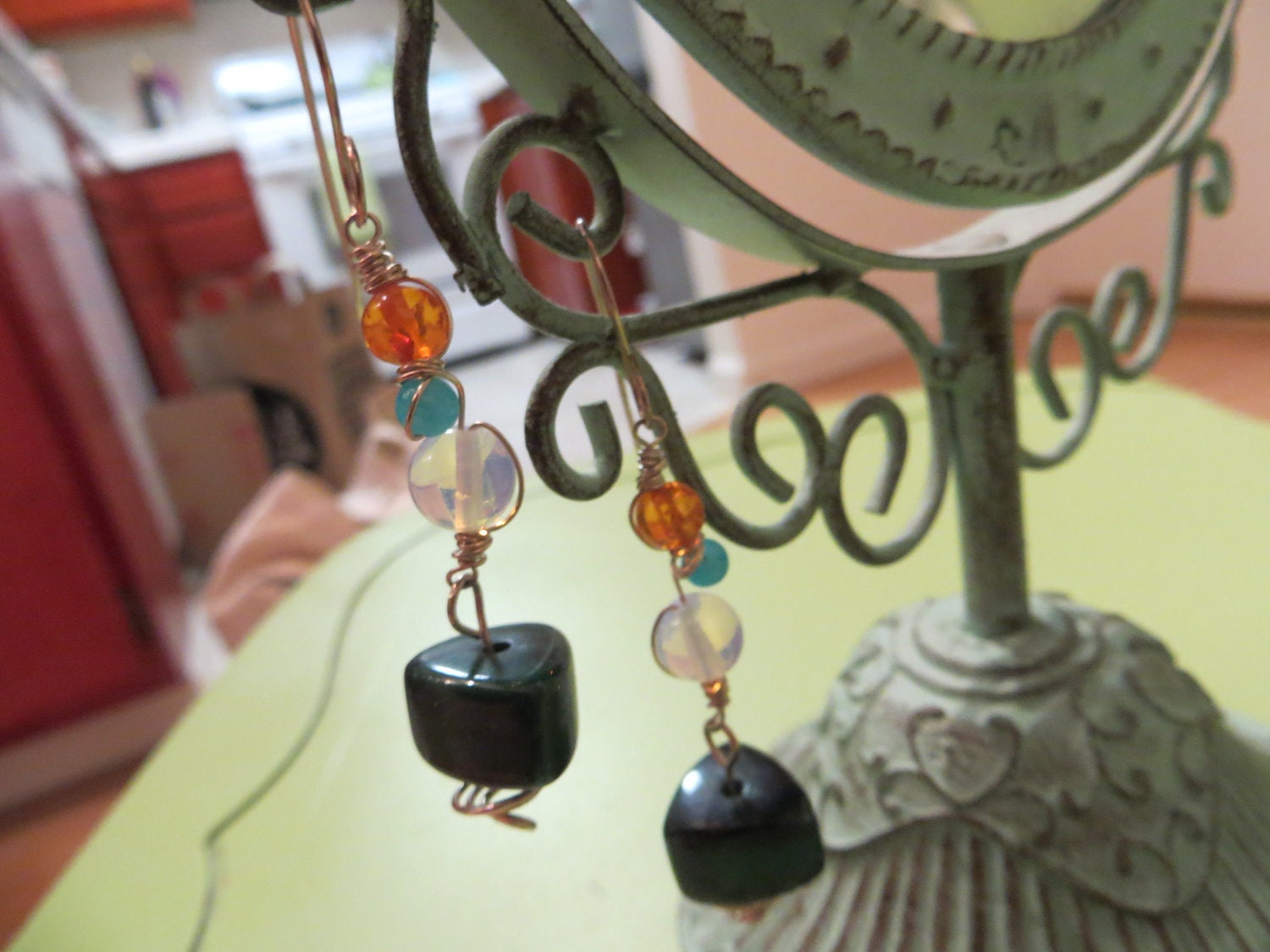 Dangly Malachite Earrings