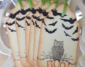 SALE- Boo Owl Tags- Halloween Tags- Set of 6