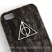 Deathly Hallows, Iphone 5 Case, PU Leather black wood Hard Case, harry potter Case for Iphone 5