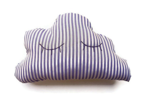 Sleepy Cloud // Hand stitched fabric cloud // purple and white stripes