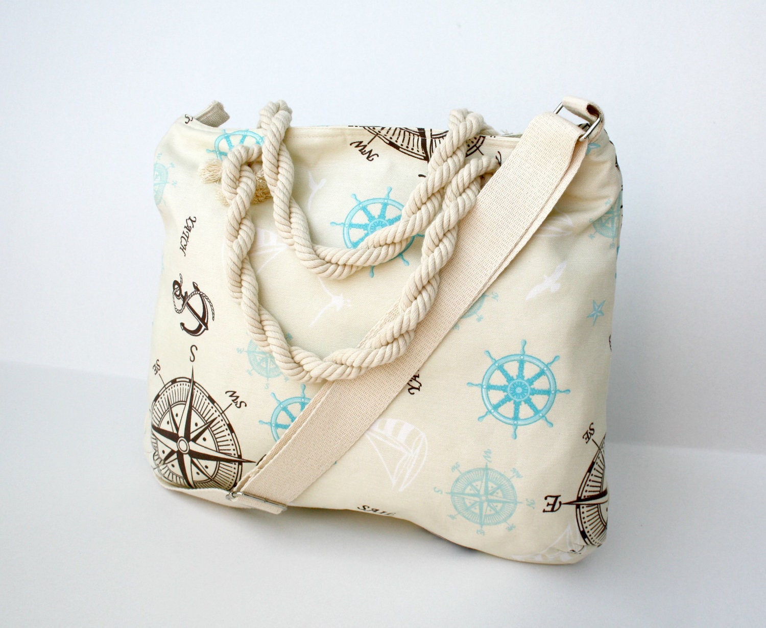 Sailor Messenger  and Hand Bag  Adjustable Cotton strap For Women For New Mom Yatch  Marine Anchor Compass Rudder Beach bag