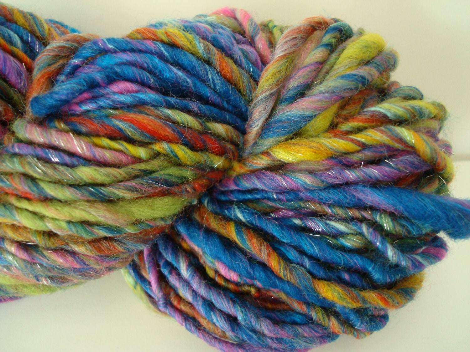 Handspun Thick & Thin Singles Art Yarn "Spring Frolic" 63 yds