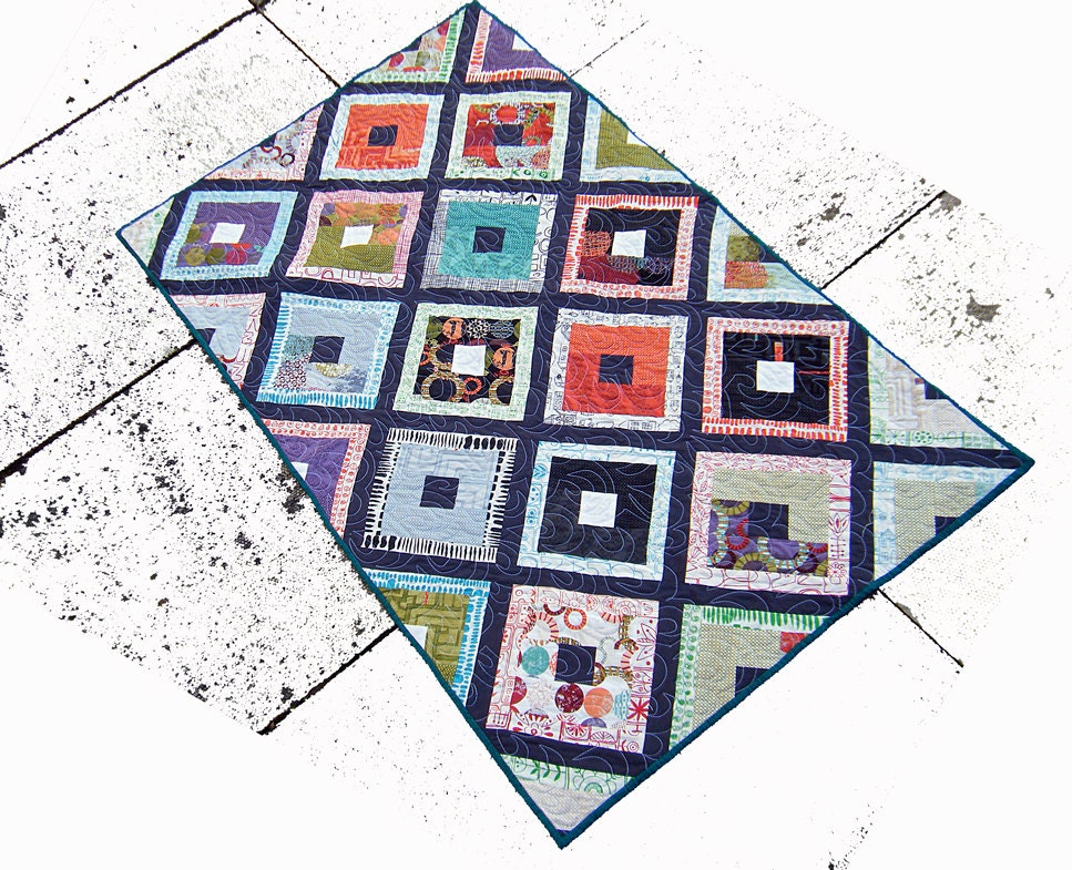 Zen Quilt - lap quilt, baby quilt, toddler blanket, patchwork throw - Moda fabrics, fleece back