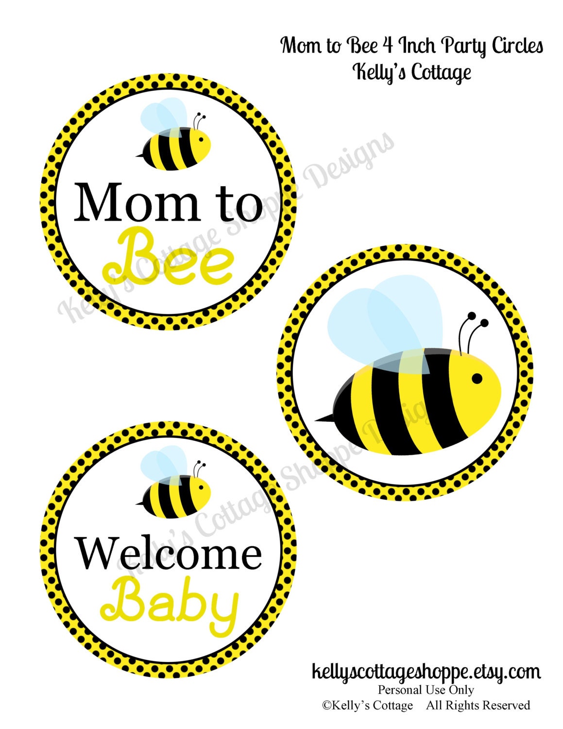 Instant Download Mom to Bee Shower 4 Inch Party Circles Il_570xn