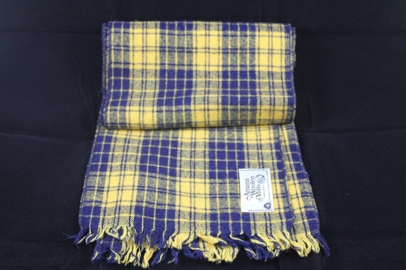 Blue and Yellow Plaid Wool Blend scarf by BeggarsBanquet on Etsy